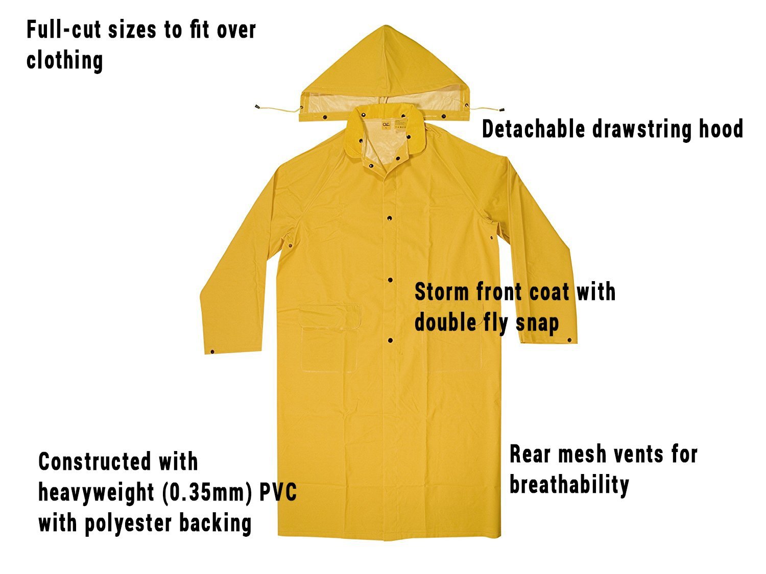 Revestimento protetor de chuva pesado de 2 peças, PVC, amarelo Revestimento protetor de chuva pesado de 2 peças, PVC, amarelo